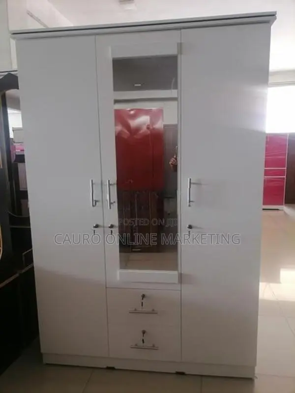 New White Colour Melamine 3 Door Cupboard 6*4 Wardrobe