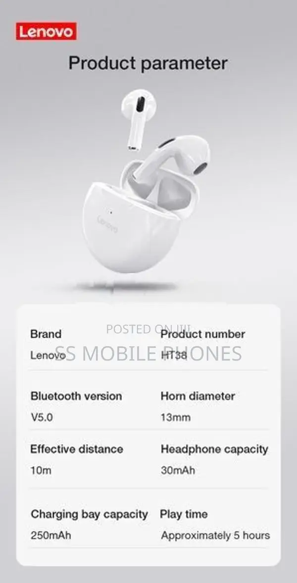 Lenovo LivePods HT38 TWS Bluetooth Wireless Earbuds