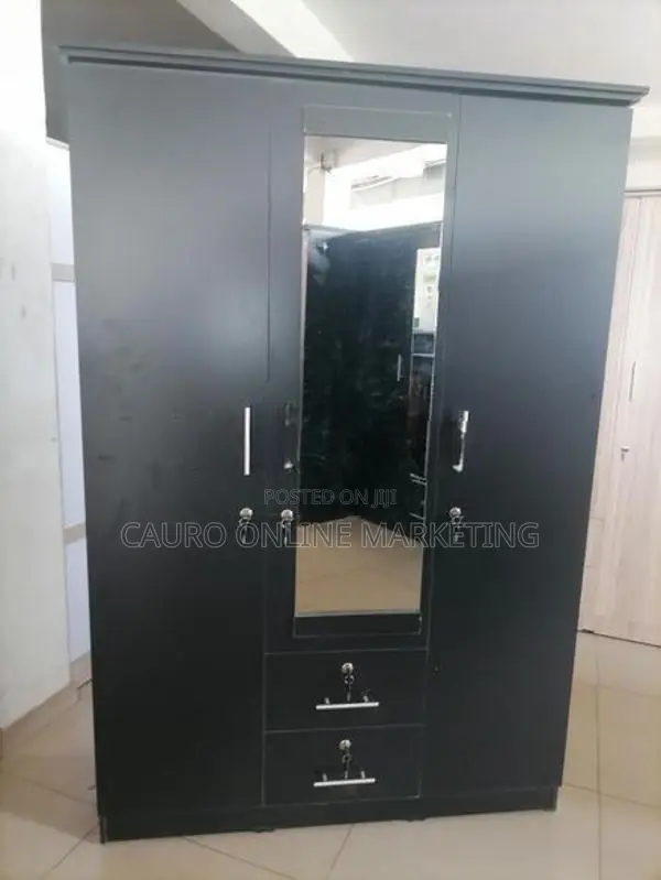 New Melamine Black Colour 3 Door Cupboard