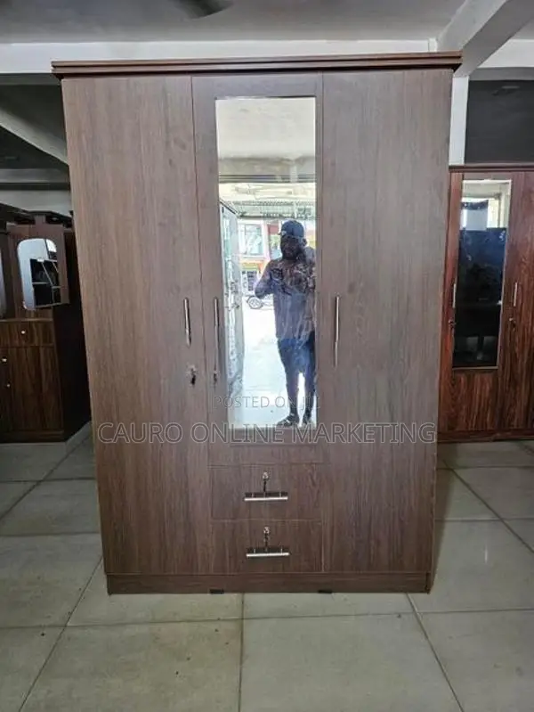 New Melamine 3 Door Wardrobe 6*4 Cupboard Mirror