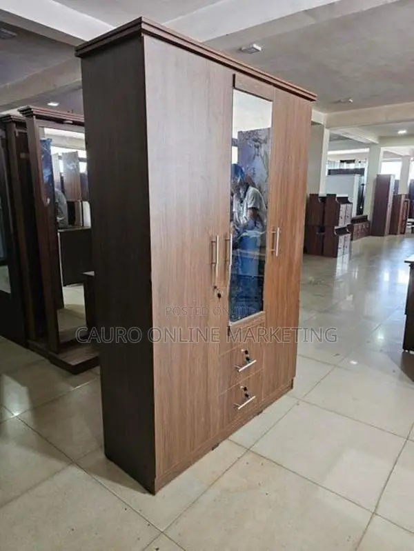 New Melamine 3 Door Wardrobe 6*4 Cupboard Mirror