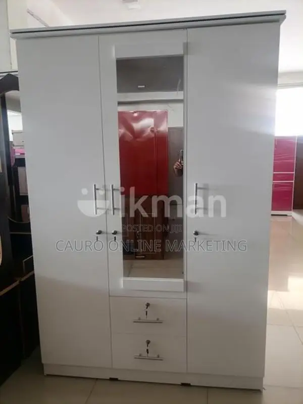 New Melamine White Colour 3 Door Cupboard 6*4 Wardrobe