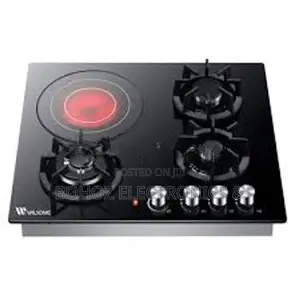Euro 3 Gas Burner + 1 Electric Cooker Hob Glass