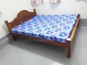 new teak arch bed with double layer mattress 6*5 queen size