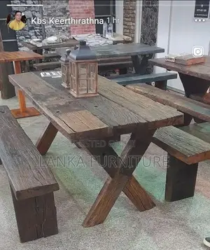 RAILWAY TIMBER RUSTIC TABLE SET