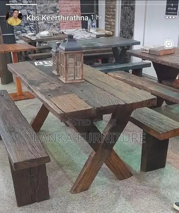 RAILWAY TIMBER RUSTIC TABLE SET