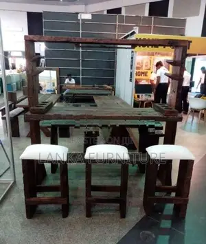 RAILWAY TIMBER RUSTIC BAR TABLE SET