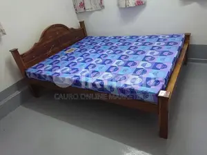 new teak arch bed with double layer mattress 6*5 queen size