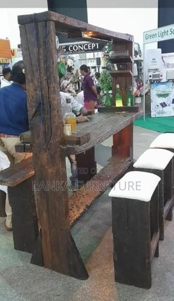 RAILWAY TIMBER RUSTIC BAR TABLE SET