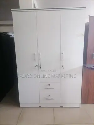 New Melamine White Colour 3door Cupboard Large Wardrobe
