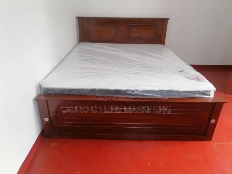 New Teak Box Bed with Spring Mattress 6*5 Queen Size