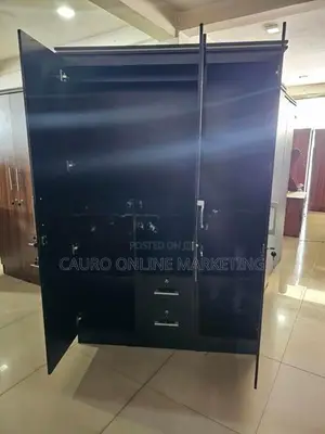 New Black Colour 3 Door Melamine Cupboard Large Wardrobe