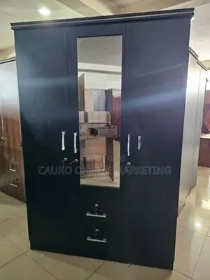 New Melamine 3 Door Black Colour Cupboard 6*4 Wardrobe