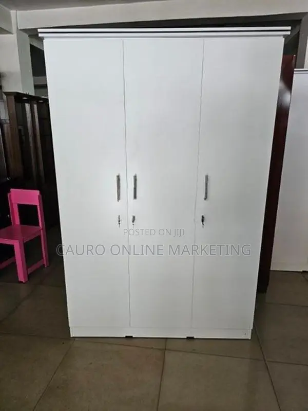 New Melamine 3 Door White Colour Cupboard 6*4 Wardrobe