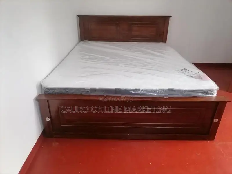 new teak box bed with spring mattress queen size 6*5 / 72"*60"