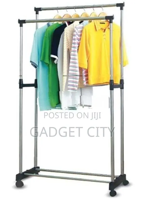 Double Pole Cloth Rack Portable