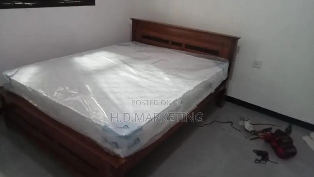 6x5 Teak Box Bed with Arpico Spring Mattress