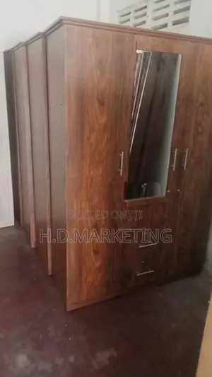 3 Door Melamine Design Wardrobe with Glass