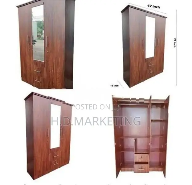 3 Door Melamine Desing Wardrobe -Almari