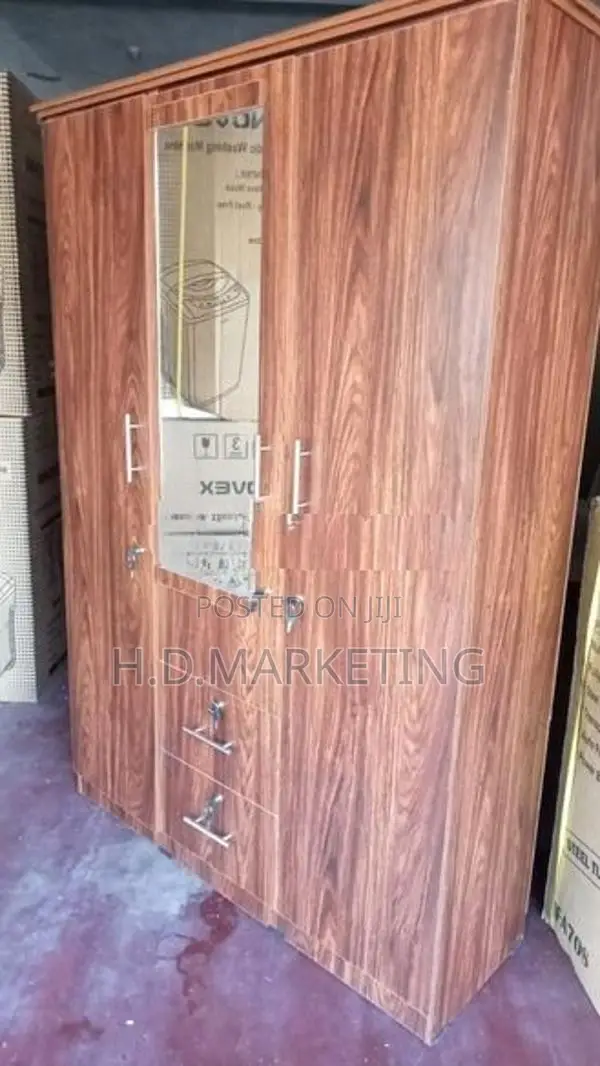 3 Door Melamine Glass wardrobes with Drawers