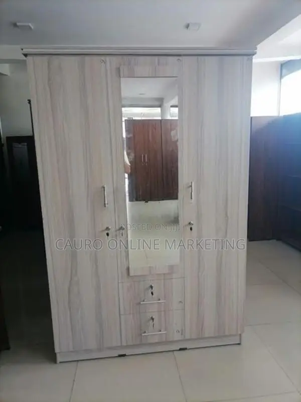 New Melamine Ash Colour 3 Door Cupboard Large Wardrobe