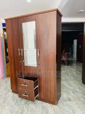 Melamine Glass Wardrobes with Drawers- 3 D - E4