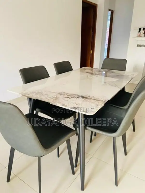 Granite Dining Table with Cushion Chairs