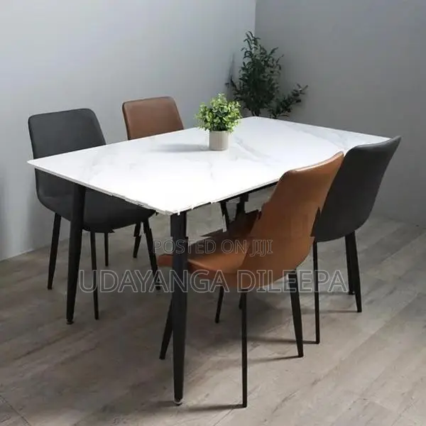 Luxury Granite Dining Table with Cushion Chairs
