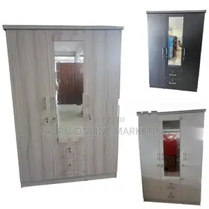 New Melamine Ash / White Black Colour Cupboard 3 Door