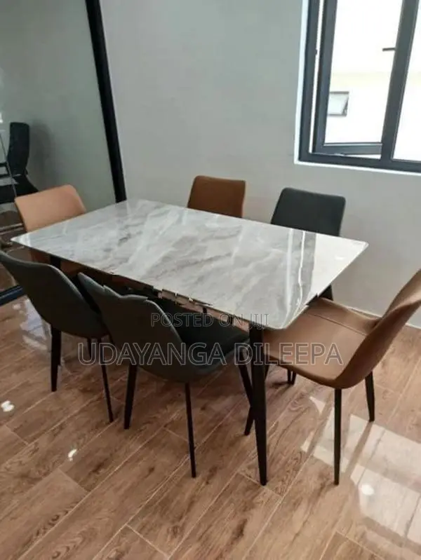 Granite Dining Table with Cushion Chairs