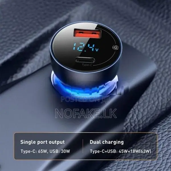 Baseus 65W USB C Car Charger With Type-C Cable iPhones Laptop Macbook