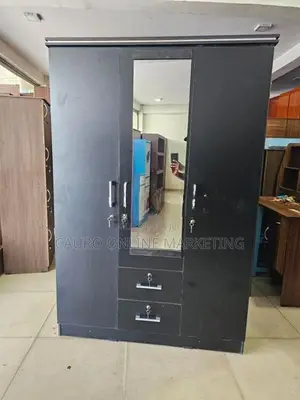 New Black / Ash White Colour Melamine 3 Door Cupboard