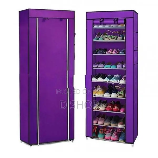 9 Layer Shoe Rack with Dust Cover - 5 ft