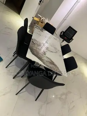 Granite Dining Table with Cushion Chairs