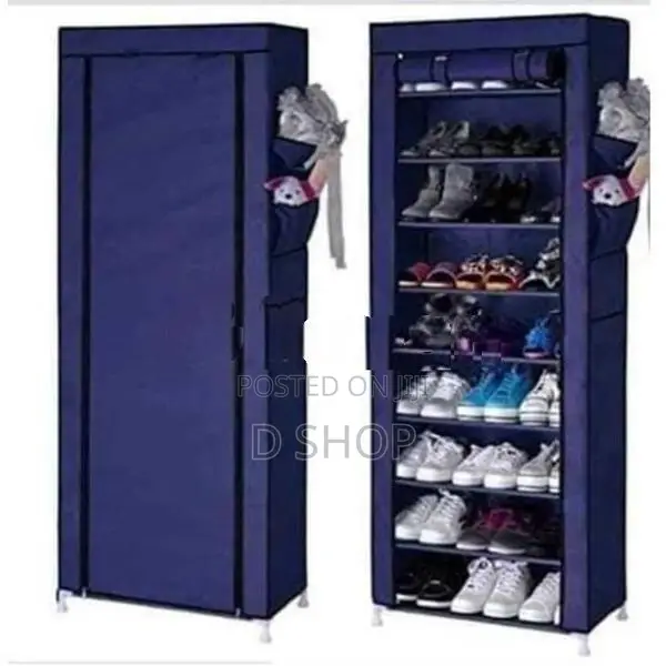 9 Layer Shoe Rack with Dust Cover - 5 ft