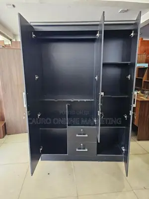New Melamine 3 Door Ash / White Black Colour Cupboard 6*4 Ft