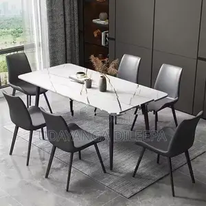Granite Dining Table with Cushion Chairs