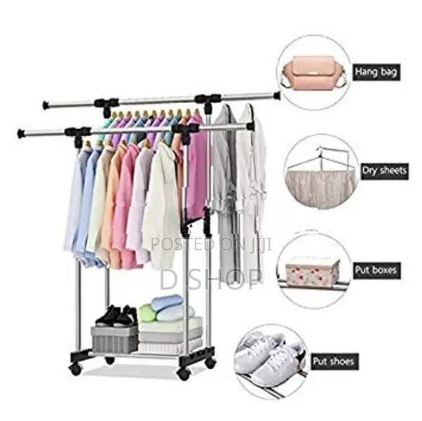 Double Pole Telescopic Cloth Adjustable Rack