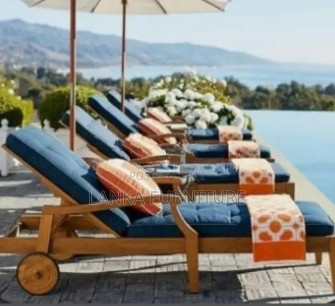 wooden sunbeds
