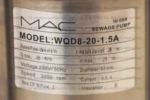 MAC 2 inch 2Hp WQD-8-20-1.5A Submersible Pump Water sludge Motor Jabos