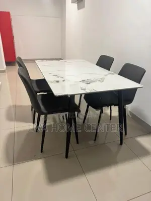 Stylish Dining Table with Granite Top + 4 Leather Chair