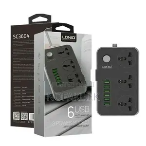 LDNIO 2500W 3 Ways Power Socket and 6 USB Ports UK Pin