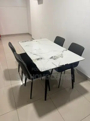Stylish Dining Table with Granite Top + 4 Leather Chair