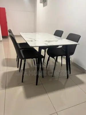 Stylish Dining Table with Granite Top + 4 Leather Chair