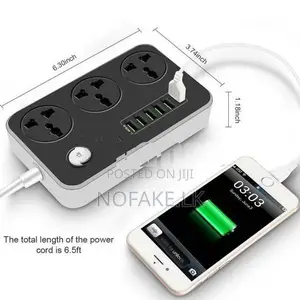 LDNIO 2500W 3 Ways Power Socket and 6 USB Ports UK Pin