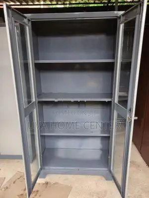 Glass Steel Office Cupboard 6x3ft