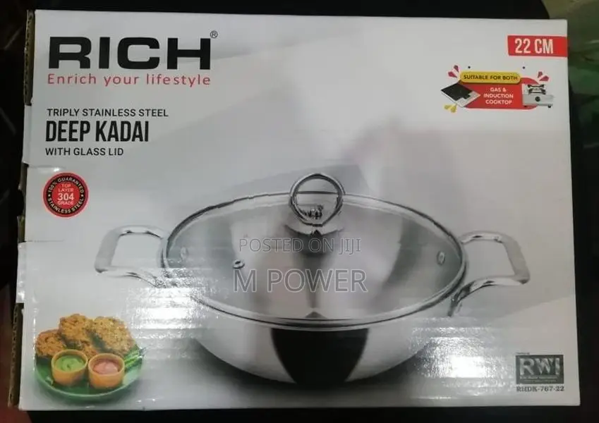Rice Deep Kadai 22cm Stainless Steel (RHDK-767-22)