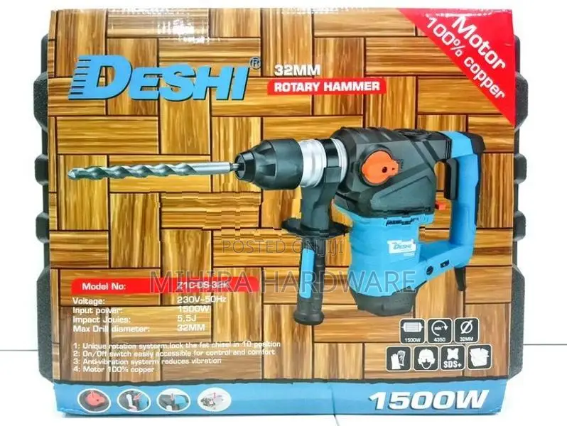 Deshi 32K 1500 Watts Sds Plus Rotary Hammer Hilti Drill breaker Machin