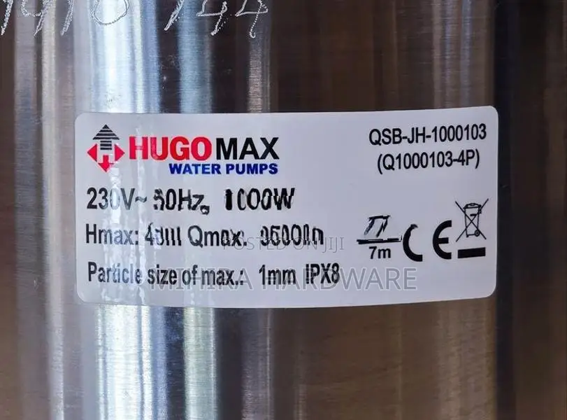 1kW Clean water Submersible pump deep well HUGO motor clear Jabos
