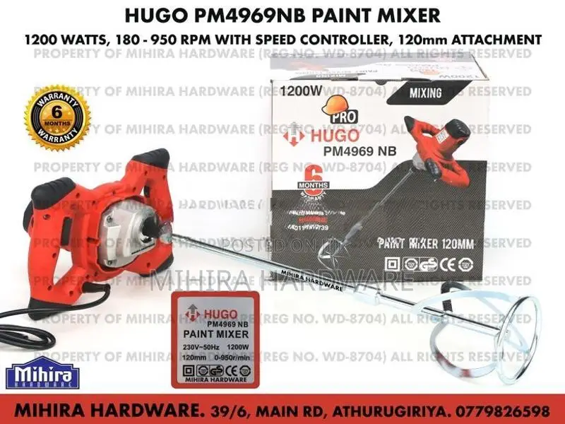 1200 Watts Paint mixer HUGO 4969 NB Double handle putty poty mixture